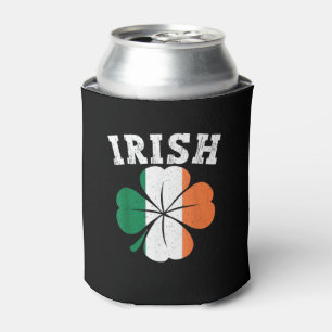 Irish Shamrock Ireland Flag St Patrick Day Vintage Can Cooler