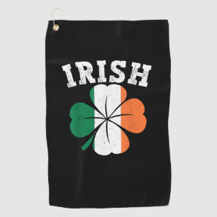 Irish Shamrock Ireland Flag St Patrick Day Vintage Golf Towel