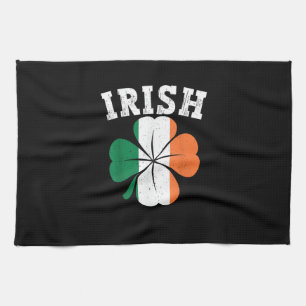 Irish Shamrock Ireland Flag St Patrick Day Vintage Tea Towel