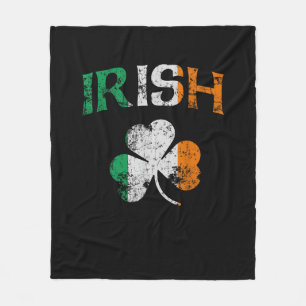 Irish Shamrock Ireland Flag St Patricks Day Vintag Fleece Blanket