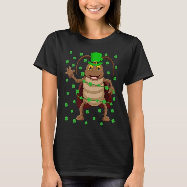 Irish Shamrock Leprechaun Cockroach St Patrick's D T-Shirt (Front)