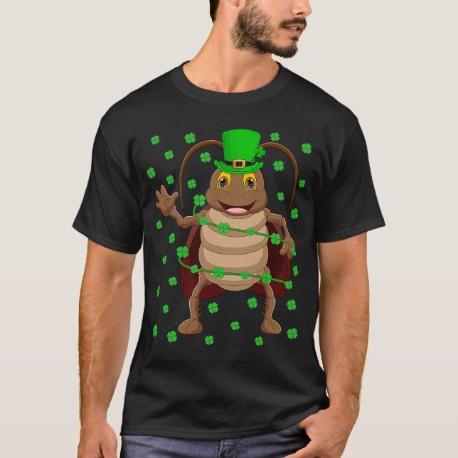 Irish Shamrock Leprechaun Cockroach St Patrick's D T-Shirt (Front)