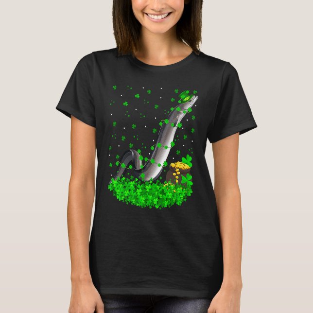 Irish Shamrock Leprechaun Eels Fish St Patrick's D T-Shirt (Front)