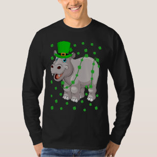 Irish Shamrock Leprechaun Hippopotamus St Patrick' T-Shirt
