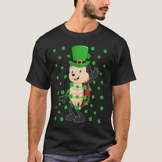 Irish Shamrock Leprechaun Ladybug St Patrick's Day T-Shirt (Front)