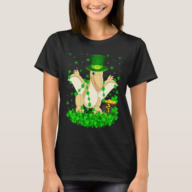 Irish Shamrock Leprechaun Pterodactyl Bird St Patr T-Shirt (Front)