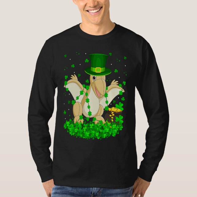 Irish Shamrock Leprechaun Pterodactyl Bird St Patr T-Shirt (Front)