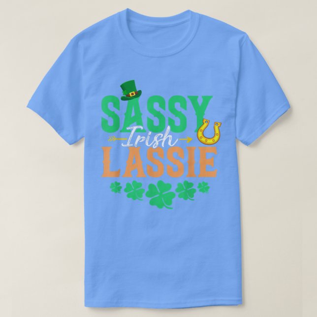 Irish Shamrock Leprechaun Sassy Lassie St  T-Shirt (Design Front)