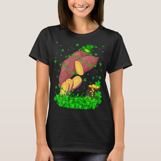 Irish Shamrock Leprechaun Sweet Potato St Patrick' T-Shirt (Front)