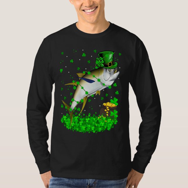 Irish Shamrock Leprechaun Tuna Fish St Patrick's D T-Shirt (Front)