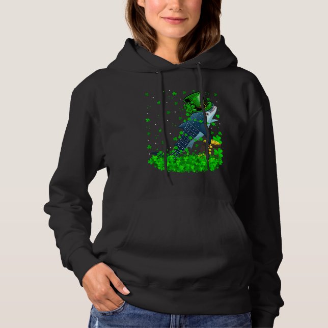 Irish Shamrock Leprechaun Whale Shark St Patrick's Hoodie (Front)