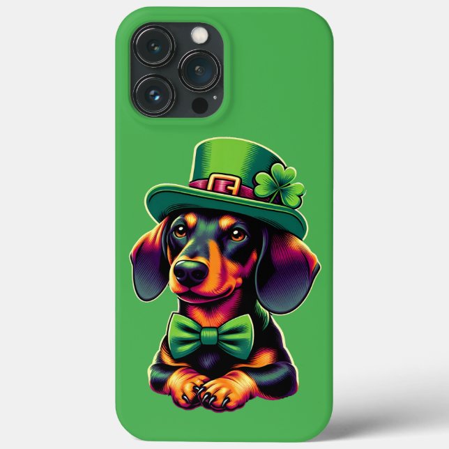 Irish Shamrock Lucky Dachshund Dog Patricks Day Case-Mate iPhone Case (Back)