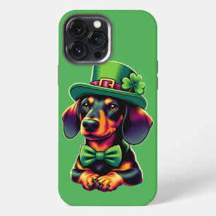 Irish Shamrock Lucky Dachshund Dog Patricks Day iPhone 13 Pro Max Case
