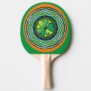 Irish shamrock ping pong paddle