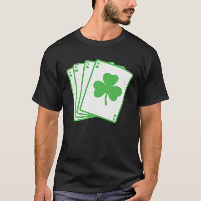 Irish Shamrock Playing Cards Funny St. Patrick's D T-Shirt (Front)