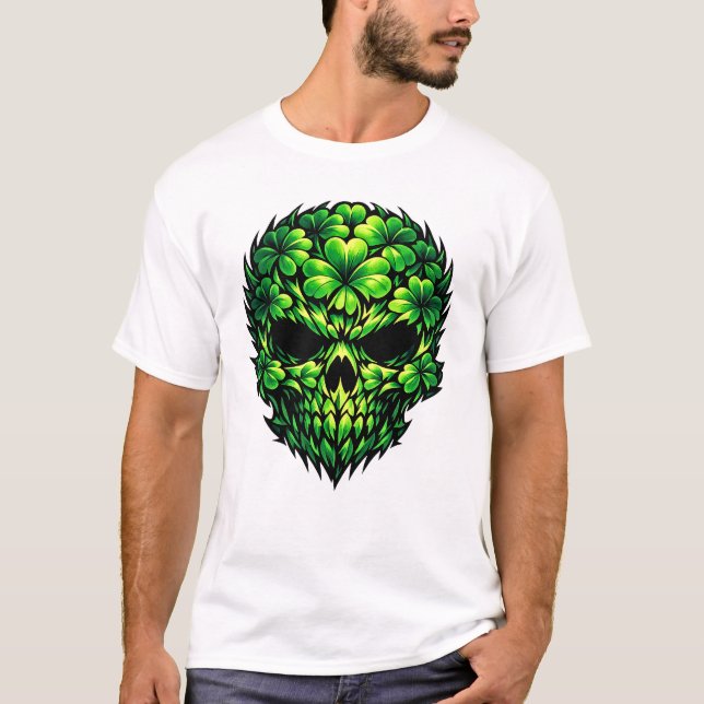 Irish Shamrock Skull St Patricks T-Shirt (Front)