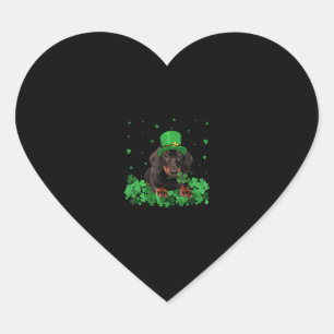 Irish Shamrock St Patrick's Day Dachshund Cool T-S Heart Sticker