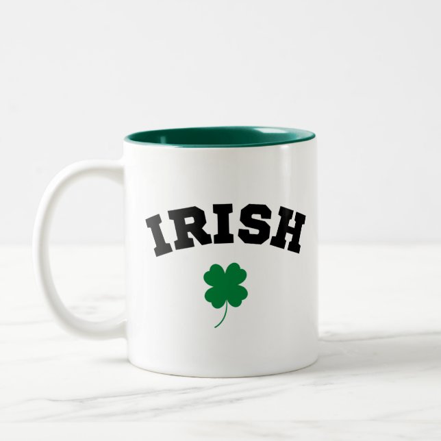 Irish  Shamrock St Patrick's Two-Tone Coffee Mug (Left)