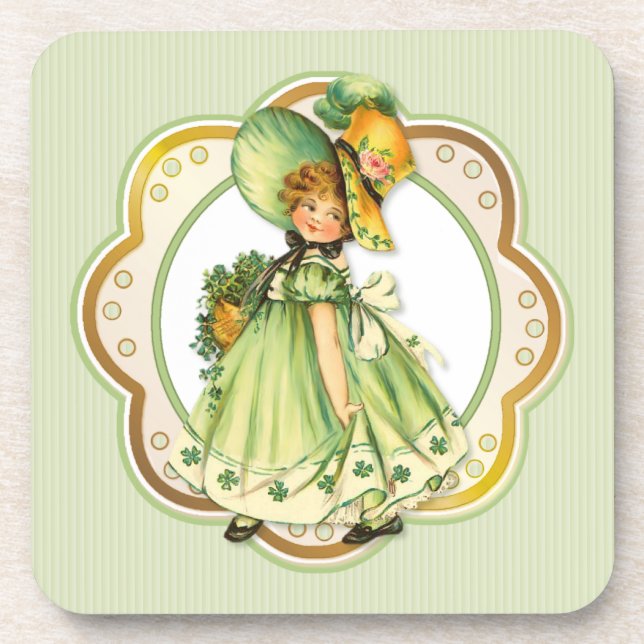 Irish Shamrock Stroll Girl Coaster (Front)
