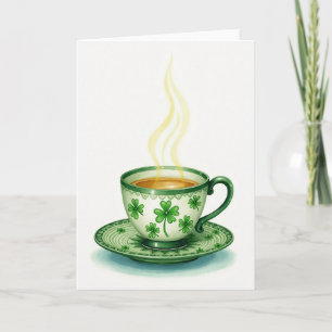 Irish Shamrock Tea Cup Card
