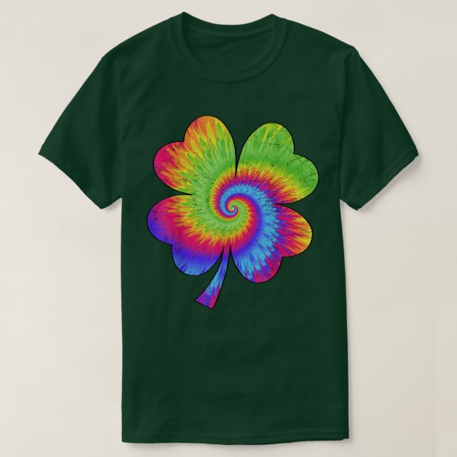 Irish Shamrock Tie Dye Happy St Patrick's Day Go L T-Shirt (Design Front)