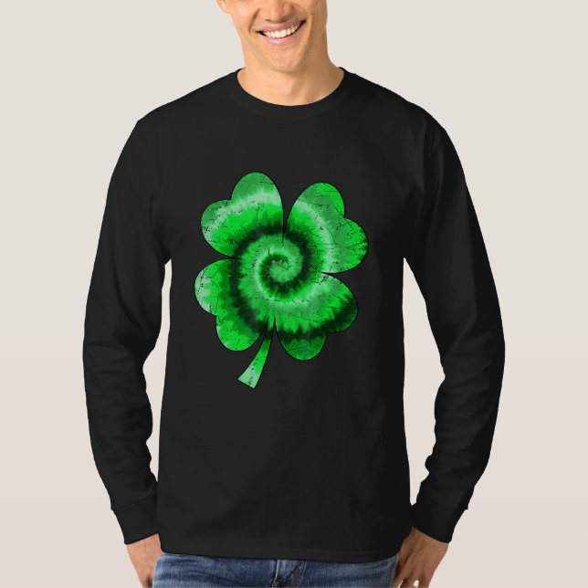 Irish Shamrock Tie Dye Happy St Patrick's Day Go L T-Shirt (Front)