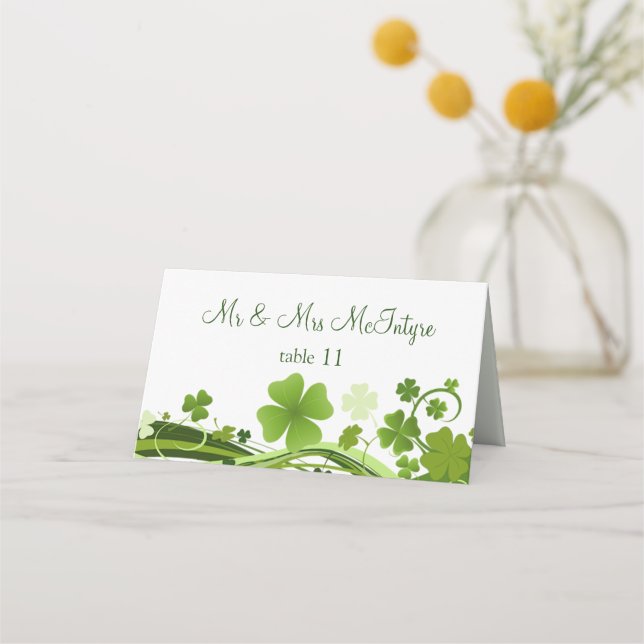 Irish Shamrock Wedding Place card (Front)
