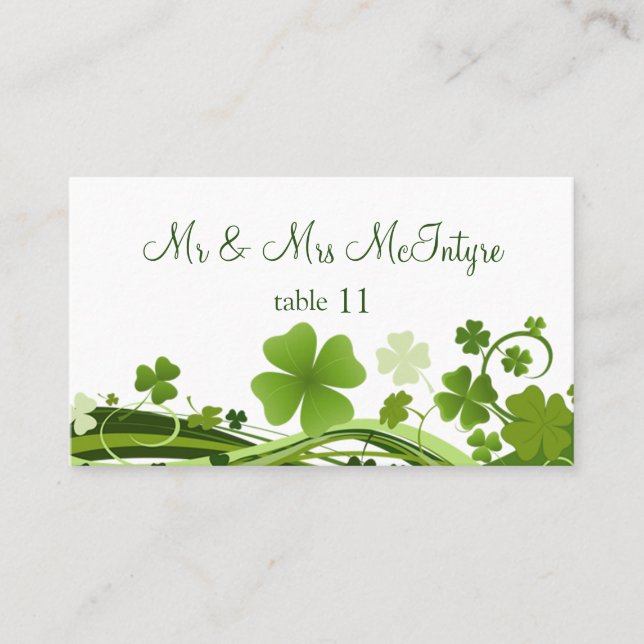 Irish Shamrock Wedding Place card (Front)