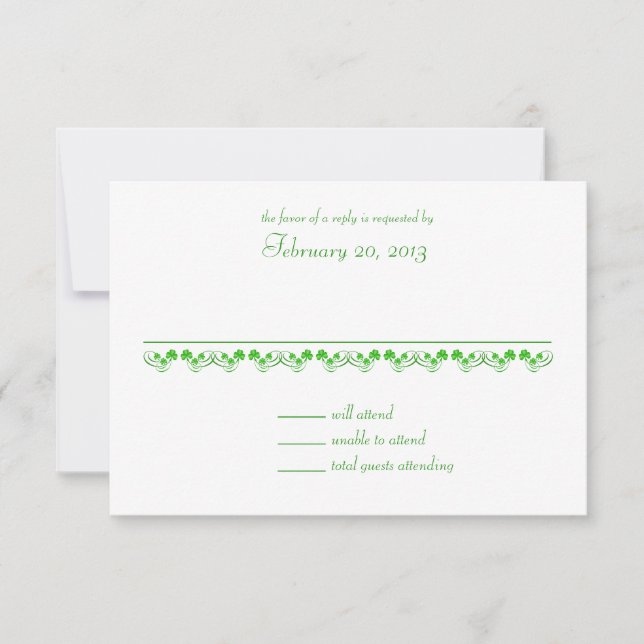 Irish Shamrock Wedding response card (Front)