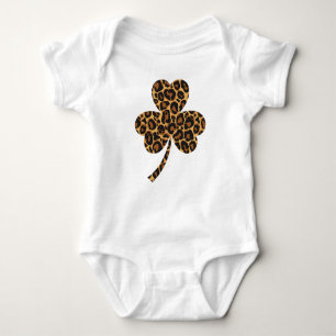 Irish Shamrock with Leopard Print Baby Bodysuit