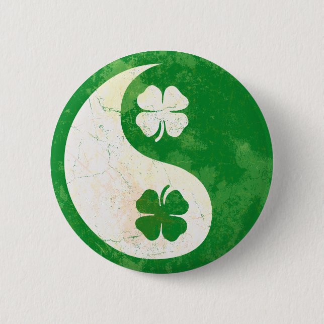 Irish Shamrock Yin Yang Button (Front)