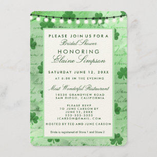 Irish shamrocks and string lights invitation