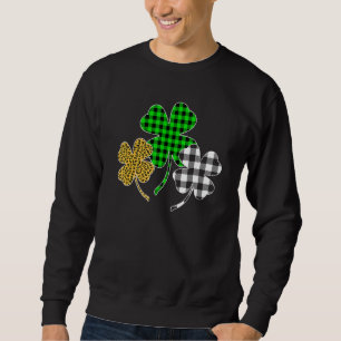 Irish Shamrocks Leopard Buffalo Plaid St Patrick's Sweatshirt