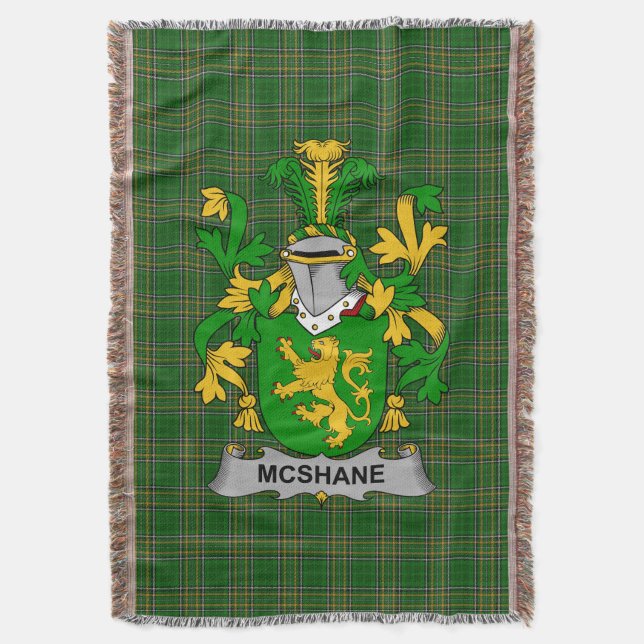  Irish Shane or McShane Coat of Arms Family Crest  Throw Blanket (Front Vertical)