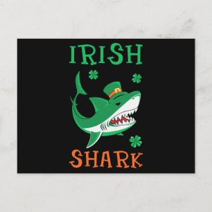 Irish Shark Shamrocks St Patrick Day Postcard