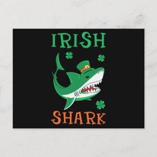 Irish Shark Shamrocks St Patrick Day Postcard