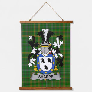Irish Sharpe Coat of Arms Family Crest Hanging Tapestry