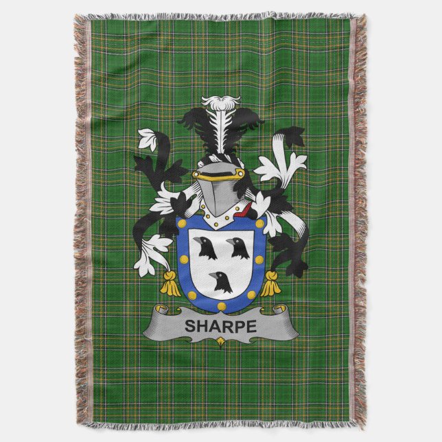  Irish Sharpe Coat of Arms Family Crest Ireland Throw Blanket (Front Vertical)