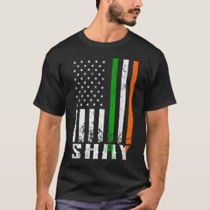 Irish SHAY Family American Flag Ireland Flag T-Shirt