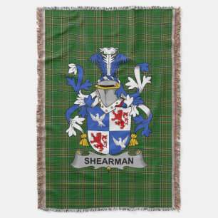 Irish Shearman Coat of Arms Family Crest Ireland Throw Blanket