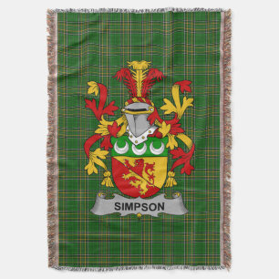 Irish Simpson Coat of Arms Family Crest Ireland Throw Blanket