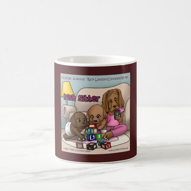 Irish Sitter, Babysitting Dog Funny Coffee Mug (Center)