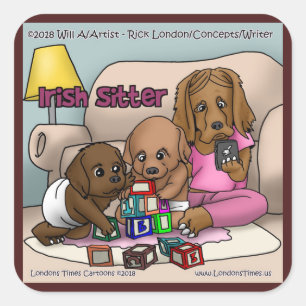 Irish Sitter - Big Red Dogs Who Are Babysitters Square Sticker