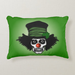 Irish Skeleton Clown Green Decorative Cushion