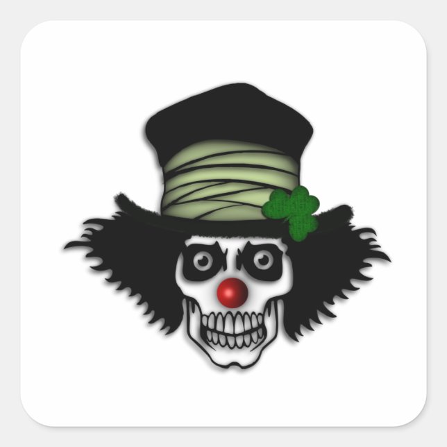 Irish Skeleton Clown Square Sticker (Front)