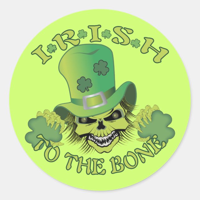 Irish Skull Classic Round Sticker (Front)