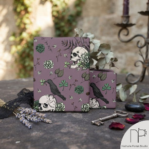 Irish Skull Clovers St Patricks Day Wrapping Paper