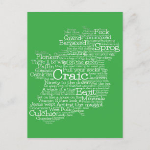 Irish Slang Word Art Map Postcard