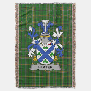  Irish Slater or Slator Coat of Arms Family Crest  Throw Blanket