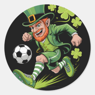 Irish Soccer Leprechaun Fun St Patricks Day Footll Classic Round Sticker